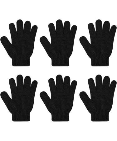 SDENSHI 6Pcs Exfoliating Gloves - Full Body Scrub Accessories for Men & Women | Black - Perfect for Shower & Bath - Buy Online on GoSupps.com