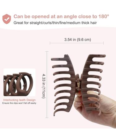 Kavya 8-Piece Large Hair Clips for Thick Hair | Slip-Resistant Hair Accessories for Women & Girls - Beige Brown Red Black (10.5cm) - Buy Online on GoSupps.com