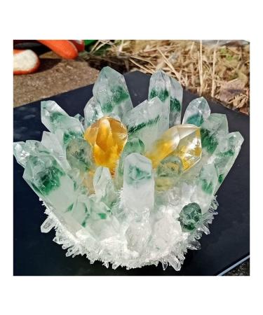Stone Crafts Natural Green Ghost Crystal Cluster Original Stone Reiki Orange Crystals Minerals Specimen Home Decor natural stone 1000g