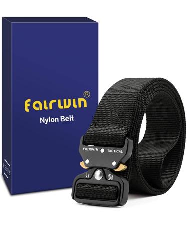 FAIRWIN Tactical Belt - Heavy-Duty Military Style Webbing Riggers Belt for Men in Black - Size S (30-36) - Buy Online on GoSupps.com