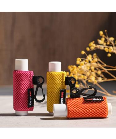 HEYSKAY Lip Balm Holder Sleeves Keychain Chapstick Elastic Sleeves(Yellow/Purple/Pink/Aqua/Black) - Buy Online on GoSupps.com
