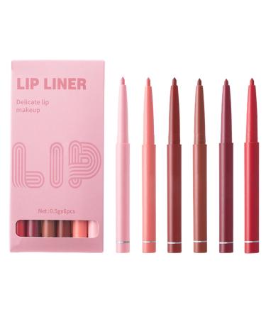 Lip pencil set long-lasting lip pencil elegant velvety matte lipstick 6 waterproof lip pencils lip makeup kit matte lipstick smudge-proof pencil lip pencil