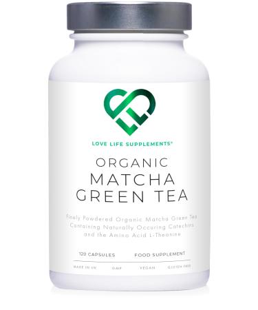 Organic Japanese Matcha Green Tea Capsules (New & Improved) | 120 Capsules (60 Servings) 1000mg per Serving | Powerful Anti-Oxidant | No Fillers - Pure Matcha Powder | Made in UK Under GMP License - Buy Online on GoSupps.com