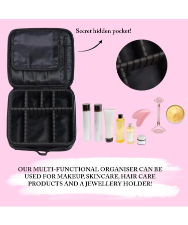 Buy Stylish Black Makeup Bag for Women - Travel Cosmetic Bag with Compartments | International Shipping Available - Buy Online on GoSupps.com