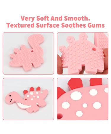 BPA Free Silicone Baby Teething Tubes for Infants | Dinosaur Teethers for 6-12 Months | Includes 2 Finger Toothbrushes | Perfect Baby Gift - Buy Online on GoSupps.com