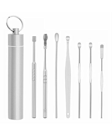 2sets Ear Cleaner Earwax Removal Tool Earpick Curette Reusable Ear Cleaning Wax Remover Spring Spoon Ear Pick Cleanser Care (Color : C-Silver)