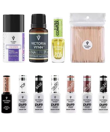 Victoria Vynn Pure Creamy Hybrid Manicure Set: Base Top Colours Accessories & Care - Complete Set for Perfect Nails