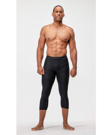 DEVOPS Men's 3/4 Compression Pants 2 Pack with Pocket - Black/White (Medium) - Buy Online on GoSupps.com