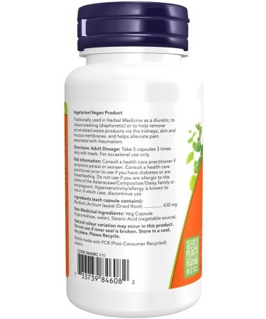 NOW Supplements Burdock Root 430mg Capsules 100 Count - Buy Online on GoSupps.com