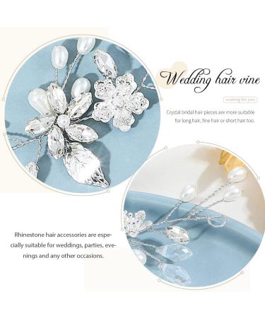 GORAIS Silver Crystal Bride Wedding Hair Vine Headband with Pearls - Bridal Flower Headpiece for Women and Girls - Buy Online on GoSupps.com