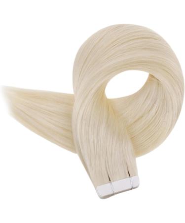 RUNATURE Platinum Blonde Tape in Human Hair Extensions - 14 Inch Remy Straight Hair, 40g #60 - Buy Online on GoSupps.com