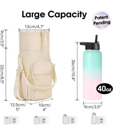 Sportsnew Water Bottle Holder - Adjustable Strap 32oz/40oz Insulated Bottle Bag with Cell Phone Pocket for Hiking & Cycling - Yellow - Buy Online on GoSupps.com