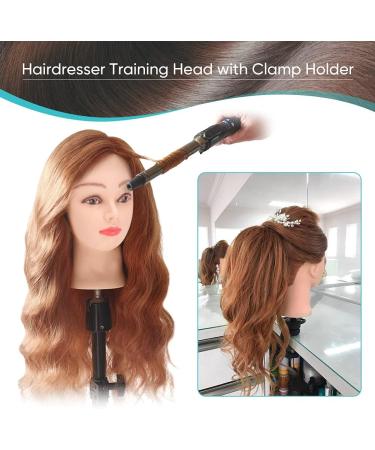 EJOOUS Real Hair Hairdressing Training Head with Holder - Premium Exercise Wig Head for Professionals & Students - Buy Online on GoSupps.com