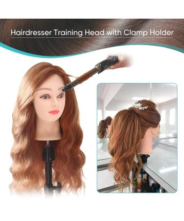 24 Real Hair Practice Head for Hairdressers | Training Hairdressing Head with Holder | Perfect for Beauticians & Cosmetology Students - Buy Online on GoSupps.com