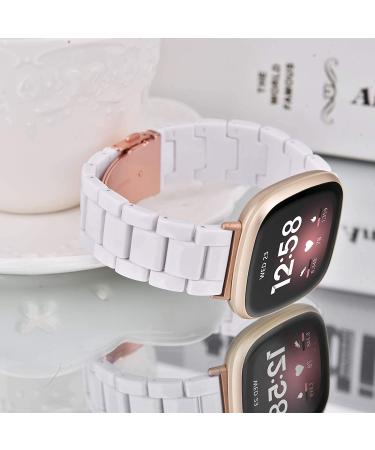 V-MORO Resin Strap for Fitbit Versa 3/Sense - White | Lightweight Bracelet with Stainless Steel Buckle | Replacement Band for Fitbit Versa 3/Sense - Buy Online on GoSupps.com