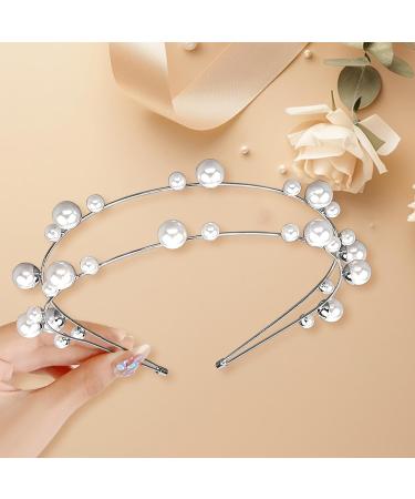 Pearl Headband Wedding Hair Accessories for Women Double-layer Hair Pearls Bridal Hair Hoop Jewels Prom Hair Accessories Pearl Headbands for Girls Women - Buy Online on GoSupps.com