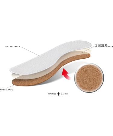 6 Pair Pack Natural Cork Shoe Insoles with Terry Cloth - Ultra Light Comfort for Men & Women | Kaps Cork Frotte (46 EUR / 13 US Men) - International Shipping Available - Buy Online on GoSupps.com