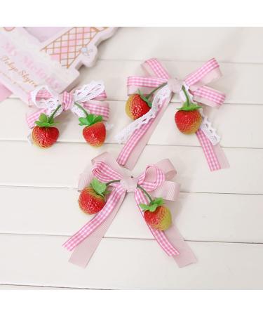 Sweet Strawberry Hair Bow Clips for Women and Teen Girls - Cute Pink Lace Barrettes for Little Girl's Hair - Assorted Accessories for Alligator Braid Ornaments - March9 (Pink2) - Buy Online on GoSupps.com