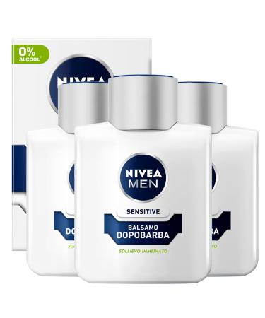 Nivea men sensitive after-shave balm extra gently after shave men with chamomile and vitamin extract and beard balm sensitive skin 3 bottles of 100 ml