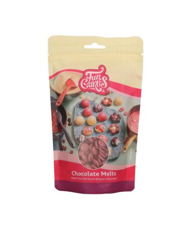 FunCakes Chocolate Melts Ruby: Melting Chocolate to Make Sweet Bonbons Drips Glaze Cake Decorations Drizzles. Easy Melting in Microwave or Au Bain-Marie Halal. 350g.