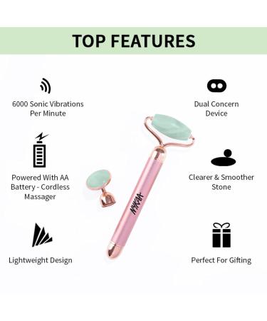 Nykaa Naturals Green Jade Vibrating Face Roller - Tone Muscles Reduce Eye Bags Prevent Acne & Dark Circles - 1 pc - Buy Online on GoSupps.com