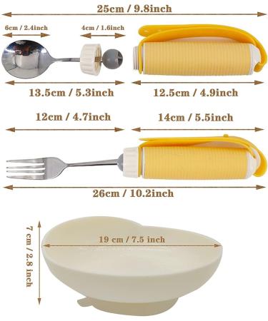 Weighted Adaptive Utensils Set for Hand Tremors - Swivel Spoons, Forks, and Scoop Plate for Parkinson's Patients, Arthritis, Elderly - Easy Grip Built Up Utensils - Buy Online on GoSupps.com