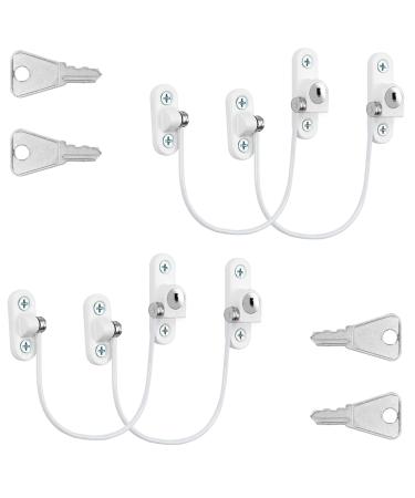 4 Pcs Window Restrictor Locks for Kids Window Restrictors UPVC Baby Security Window Locks with Screws Keys for Baby Child Children Safety Window Locks Door Locks for Home Public School and Commercial 4pcsWhite