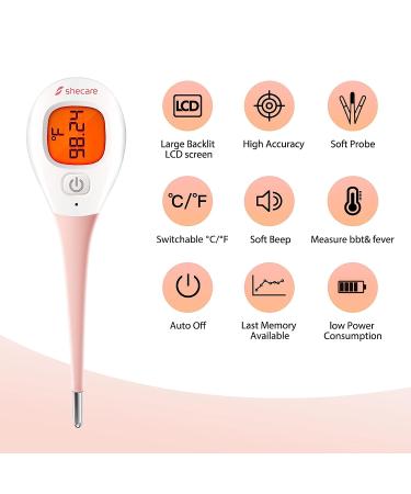 Shecare Digital Basal Body Thermometer for Ovulation - High Precision & Backlit LCD Display - Works with Shecare APP - Buy Online on GoSupps.com
