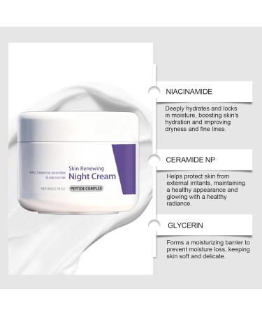 rabuu Anti-Aging Night Cream For Face - Deep Hydration Wrinkle Reduction Brightening & Firming Moisturizer Lightweight Non-Greasy Formula - Buy Online on GoSupps.com