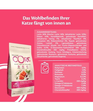 Wellness CORE Sterilised Ocean Cat Food - Grain-Free High Meat Salmon & Tuna 4 kg for Sterilized Cats - Buy Online on GoSupps.com