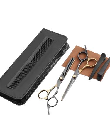 Krewey Hair Cutting Scissors Professional Home Hair cutting Barber/Salon Thinning Shears Stainless Steel Kit Black