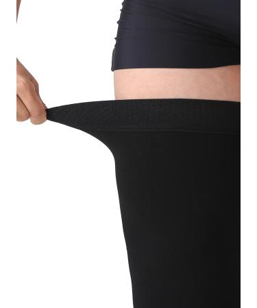 TOFLY Opaque Thigh High Compression Stockings 20-30 mmHg Firm Support - Silicone Band, Footless Sleeves for Varicose Veins & Edema - Black, L - Buy Online on GoSupps.com