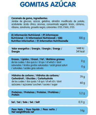Vidal Sugarcandies rubber candies assorted flavours and colours and sugar-coated fruit mix 1 kg bag - Buy Online on GoSupps.com