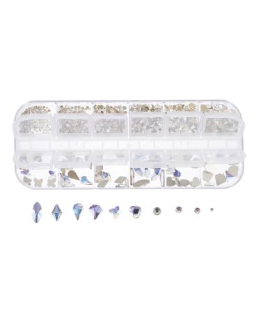 1 Box Manicure Fancy Shape Diamonds Diy Manicure Jewelry Round Crystal Rhinestone Manicure Charm Crystal Decor Manicure Studs Embellishment Resin Decorative Nails Rhinestones