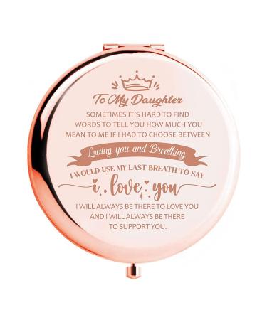 WHING to My Daughter Cute Personalized Travel Compact Pocket Makeup Mirror  Daughter Gifts from Dad Mom for Birthday Valentines Day Mothers Day Graduation Christmas