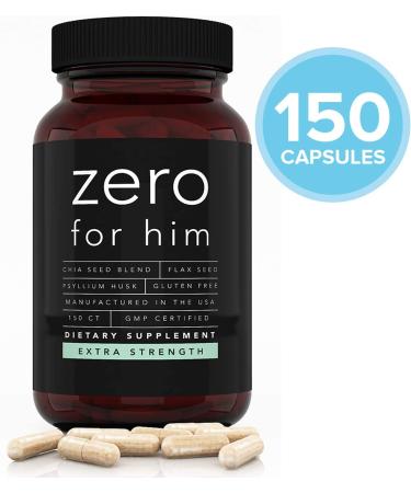 Zero for Him Extra Strength - 150 Vegan Capsules - High Fiber Supplement for Men - Chia, Flaxseed, Psyllium Husk - Daily Dietary Fiber Support - Buy Online on GoSupps.com