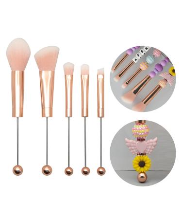 Premium Beaded Rose Gold Makeup Brush Set for Women - DIY Faux Fiber Brushes for Eyeshadow Concealer Eyebrow & Contour - Perfect Makeup Supplies - Buy Online on GoSupps.com