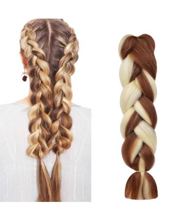 Aomig Braids Extensions - 24 Strands Synthetic Hair for Braiding in Brown/Cream - Perfect for Box Braids & Lichen Styles - Buy Online on GoSupps.com