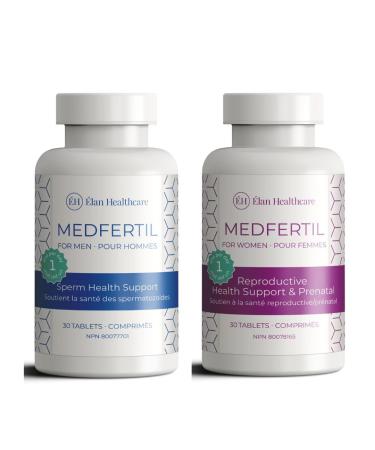 Elan Healthcare- Medfertil for Men and Women - Pre-Pregnancy Multivitamin couple's pack - 30+30 one month supply for him and her- Supplement for Before During and Postnatal 1 count (Pack of 60)