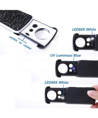 DREAMZE 30X 60X 90X LED Jewelry Loupe with Light for Gems, Coins, Watches - Black - Buy Online on GoSupps.com