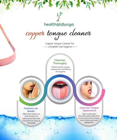 HealthAndYoga Copper Tongue Cleaners - Set of 12 for Oral Hygiene and Bad Breath Relief - Buy Online on GoSupps.com