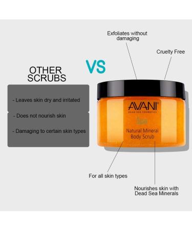 Avani Natural Mineral Body Scrub - Exfoliating Dead Sea Salt with Vitamin E & Jojoba | All Skin Types | Milk & Honey Formula - Buy Online on GoSupps.com