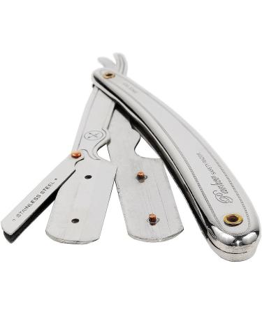 Shaving Factory Parker 31R Stainless Steel Straight Edge Razor with 5 Shark Super Stainless Blades - Premium Shaving Kit for a Smooth Shave - Buy Online on GoSupps.com