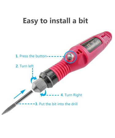 Pinkiou Portable Electric Nail Drill Set - Manicure & Pedicure Kit with 6 Nail Drill Bits - Red - Buy Online on GoSupps.com