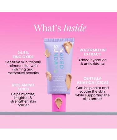 Naked Sundays SPF 50 Mineral Sunscreen for Sensitive Skin BeautyBarrier Priming Lotion with Zinc Oxide & Cica Sheer Finish Broad Spectrum UVA&UVB - 50ml - Buy Online on GoSupps.com