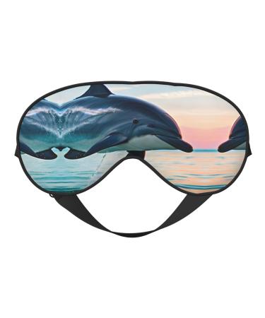Cute Dolphin Jumping Print Double-Sided Eye Mask Soft and Light Blocking for Enhancing Sleep Quality