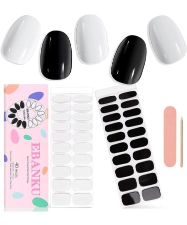EBANKU 40 PCS Gel Nail Strips Gel Nail Strips Full Wraps Adhesive Gel Nail Stickers with Nail File and Stick(UV/LED Lamp Required) (2)