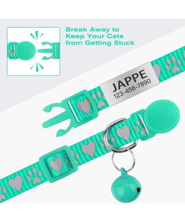 Shop Tagme Cat Neck Band - 2-Pack Reflective Collars with Safety Lock & Bell - Custom Name & Address Shield for Cats & Puppies - Turquoise 18-28 cm - Buy Online on GoSupps.com