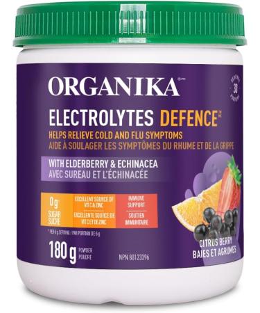 Organika Enhanced Collagen Protein Power Greens - with 16 organic fruits and vegetables & Electrolytes Defence with Elderberry and Echinacea- Citrus Berry - Immune System Support - Buy Online on GoSupps.com