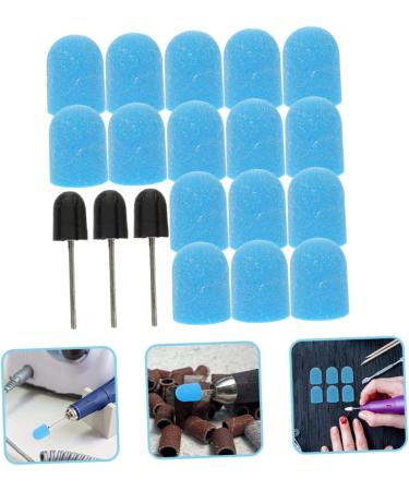 Healeved 1 Set Nail Color Sand Cap Nail Art Polishing Caps Nail Polisher Caps Electric Tool Nail Bit Fine Grit Nail Art Tools Electric Nail File Replacement Sandblasting Nail Flakes Corner 2x1.5cm Blue - Buy Online on GoSupps.com
